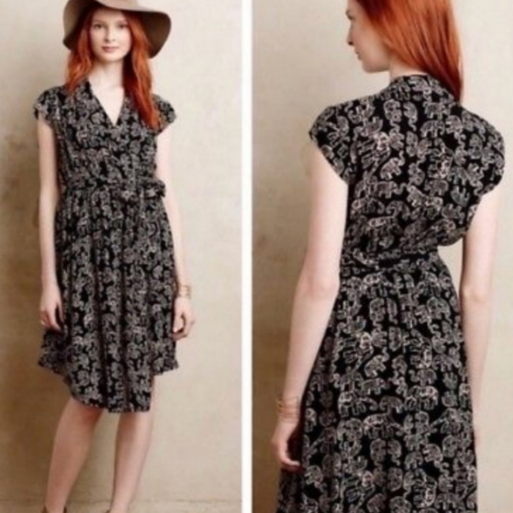 Anthropologie Maeve XS Elephant Print Dress